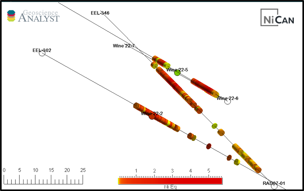 Figure 2: Plan View of Drill Collars and Traces in the Wine Occurrence Area