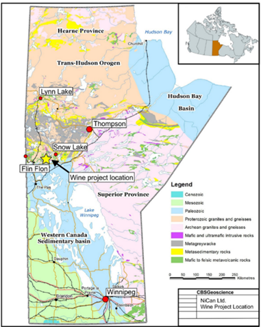 Figure 3: Wine Project Location, Manitoba, Canada