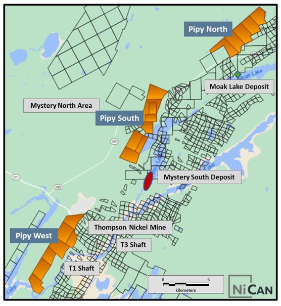 Figure 1: Pipy Properties in the Thompson Area, Manitoba