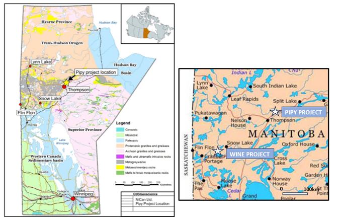 Figure 2: NiCANâ€™s Project Locations in Manitoba, Canada