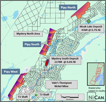 Figure 1: NiCAN’s Pipy Properties in the Thompson Area, Manitoba